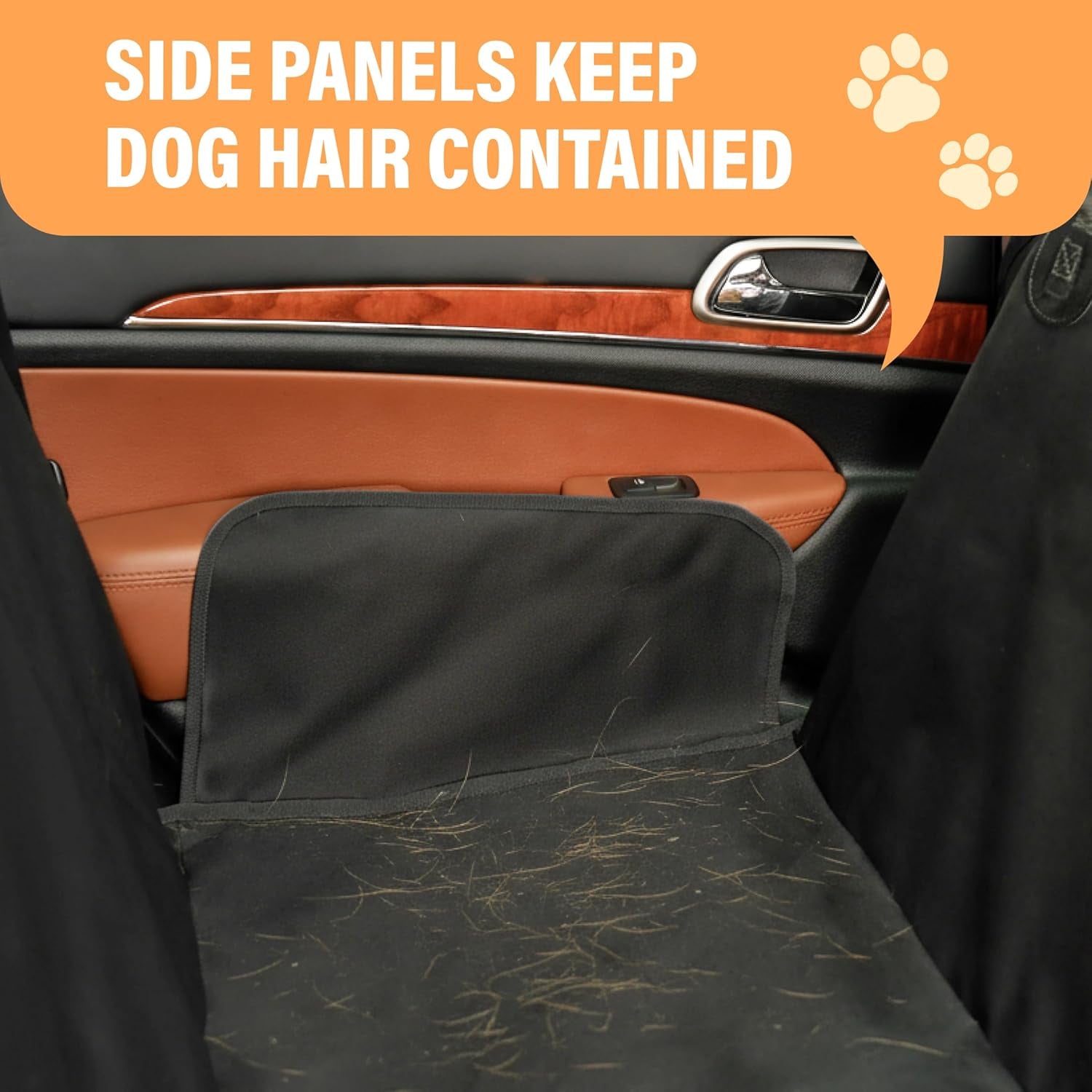Dog Car Seat Cover Car Seat Protector- Dog Seat Cover for Back Seat of Suvs, Trucks, Cars - Waterproof & Convertible Dog Hammock for Car Backseat - Dog Travel Accessories -Orange, XL