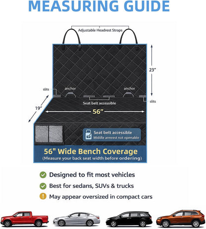 Dog Car Seat Cover for Back Seat Waterproof Backseat Protector, Nonslip Rear Seat Cover for Kids,Universal Size Fits Cars Trucks Suvs (Beige)