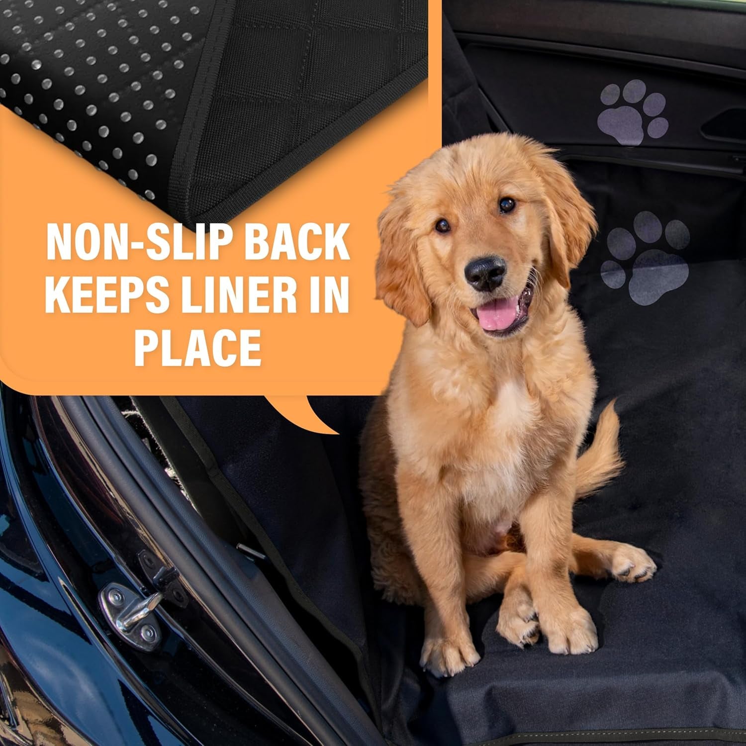 Dog Car Seat Cover Car Seat Protector- Dog Seat Cover for Back Seat of Suvs, Trucks, Cars - Waterproof & Convertible Dog Hammock for Car Backseat - Dog Travel Accessories -Orange, XL
