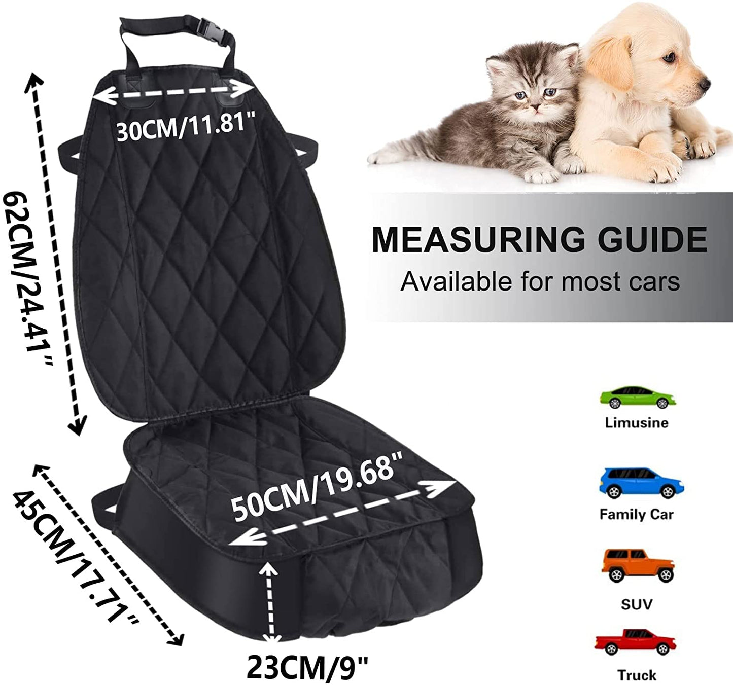 Dog Seat Cover Cars Trucks Suvs, Thick 600D Heavy Duty Pets Car Seat Cover, Waterproof & Wear-Resistant Durable Nonslip Backing & Hammock Convertible - 2 Pack