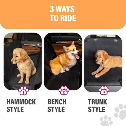 Dog Car Seat Cover Car Seat Protector- Dog Seat Cover for Back Seat of Suvs, Trucks, Cars - Waterproof & Convertible Dog Hammock for Car Backseat - Dog Travel Accessories -Orange, XL