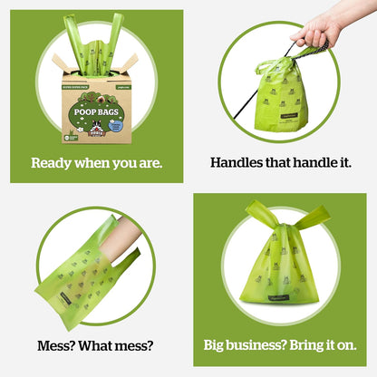 Pogi'S Dog Poop Bags with Handles Bulk - 900 Unscented Doggy Poop Bags with Easy-Tie Handles - Leak-Proof, Ultra Thick Poop Bags for Dogs, Cat Poop Bags